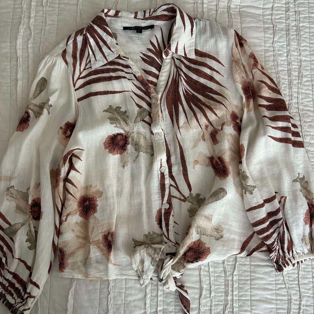 Larry Levine Cropped Blouse, Size L